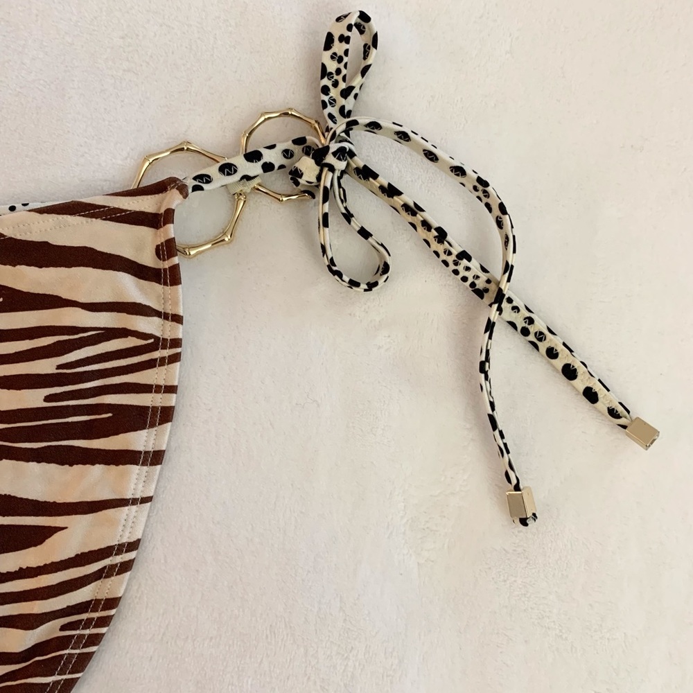 River Island Leopard Ring Triangle Bikini Bottoms Sz 6 - Picture 9 of 12